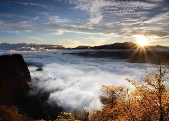 云海山间景色，台湾阿里山