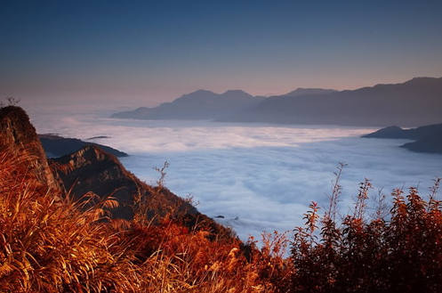 云海山间景色，台湾阿里山