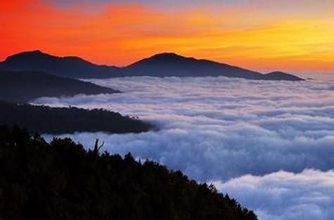 云海山间景色，台湾阿里山