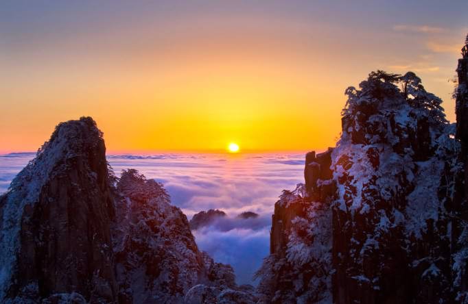 黄山峰雪美