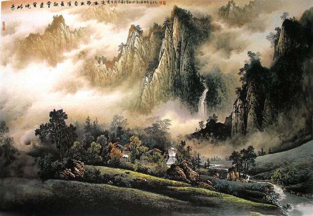 彩墨山水画