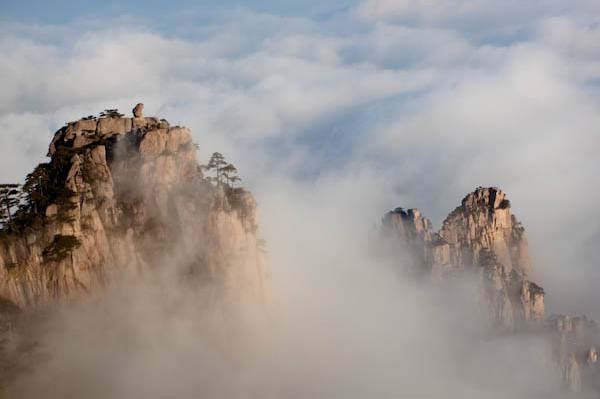 黄山奇石景观，猴子观海