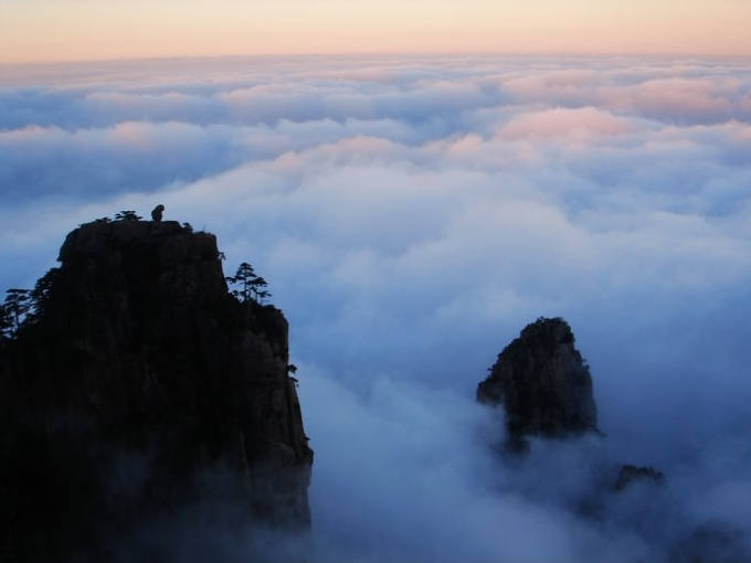 黄山奇石景观，猴子观海