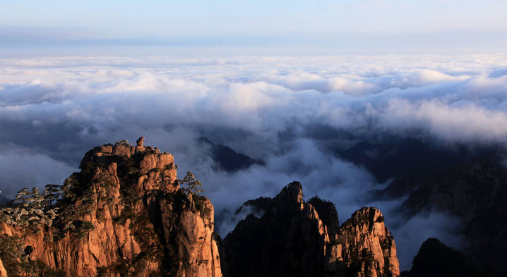 黄山奇石景观，猴子观海