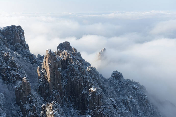 黄山奇石景观，猴子观海