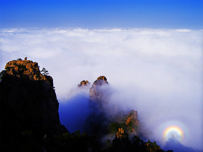 黄山奇石景观，猴子观海