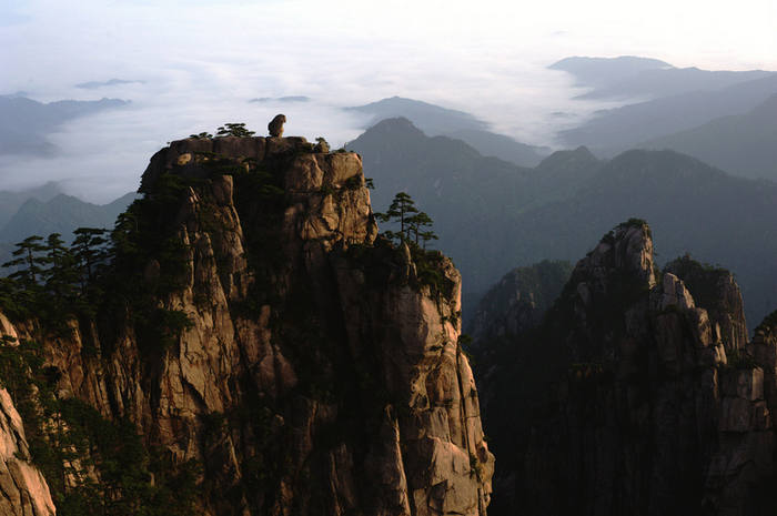 黄山奇石景观,猴子观海