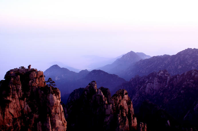 黄山奇石景观，猴子观海