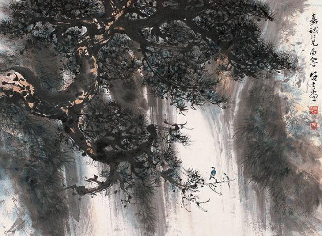 松树山水画