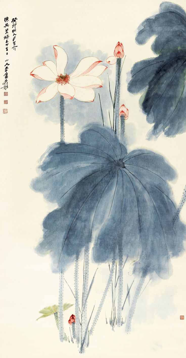 荷系张大千画作