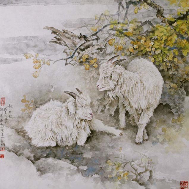 王申勇工笔羊图片