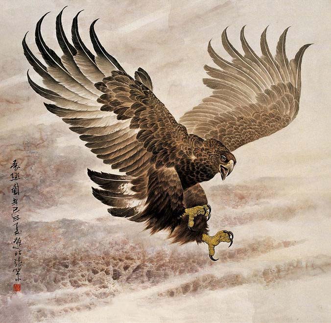 展翅飞鹰画