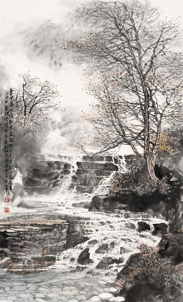 王中年横幅山水画作品图片