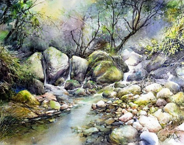 悠扬乡村水彩画
