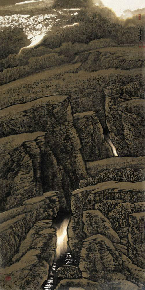 大漠孤烟天山山水画