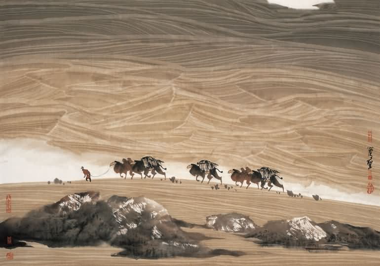 《大漠孤烟》天山山水画