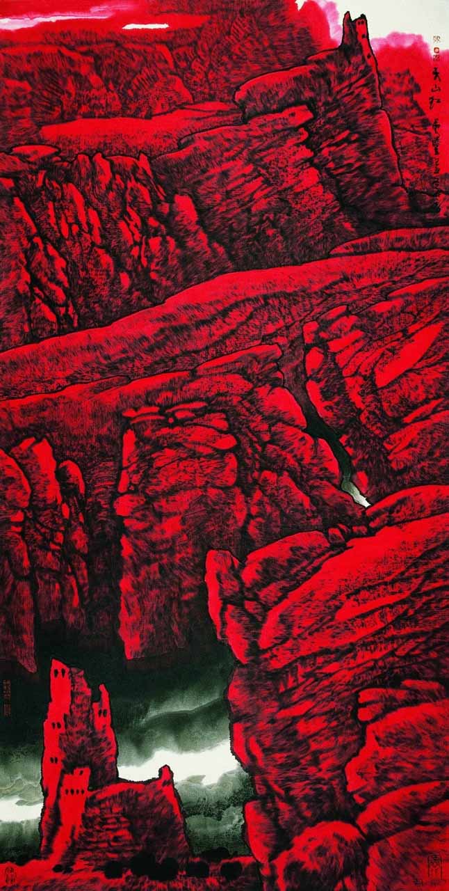 大漠孤烟天山山水画