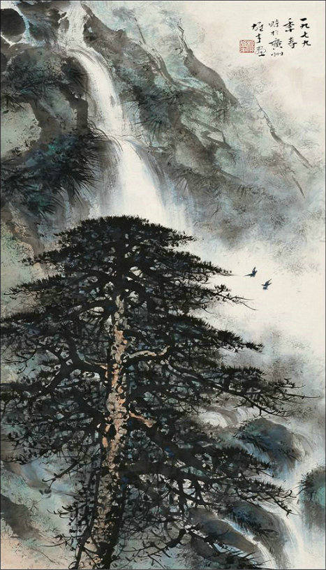 松树山水画